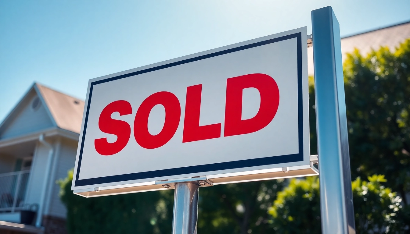 Bright and clear sold sign displayed on a property, highlighting effective branding and visibility for real estate marketing.