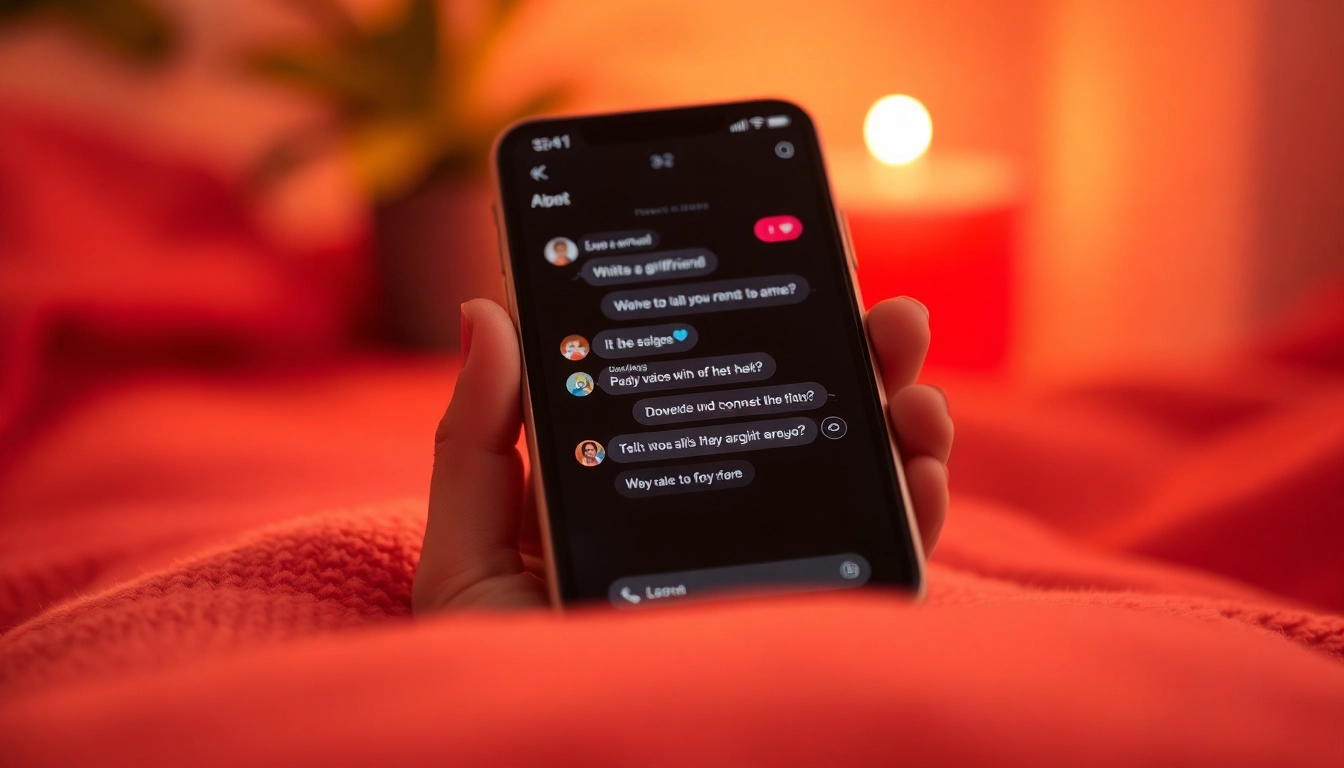 A cozy smartphone displaying an AI chat interface with a virtual girlfriend.