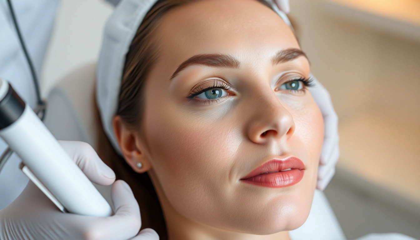 Fadenlifting Zürich: Gentle facial skin tightening with fine needles in a modern clinic setting for natural rejuvenation.