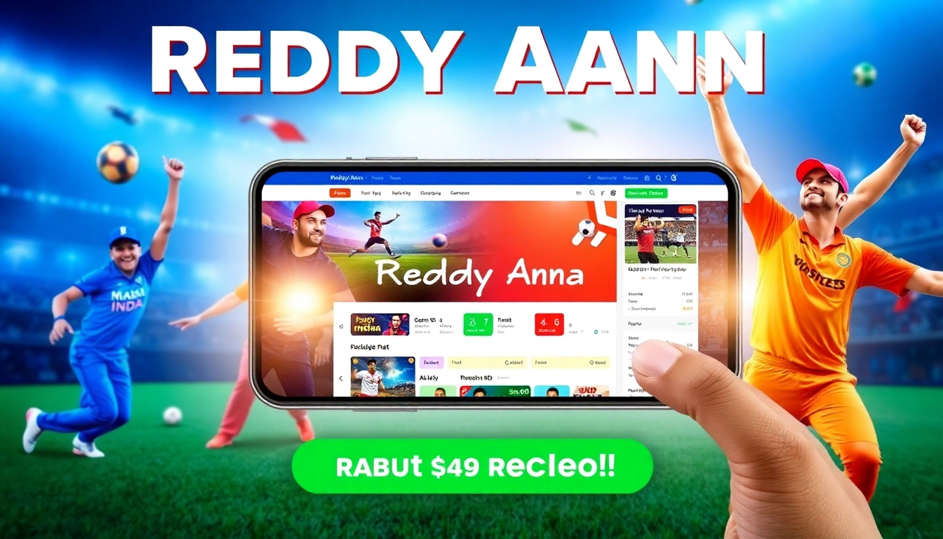 Reddy Anna sportsbook app displaying live cricket and football betting with Indian sports themes for engaging users.