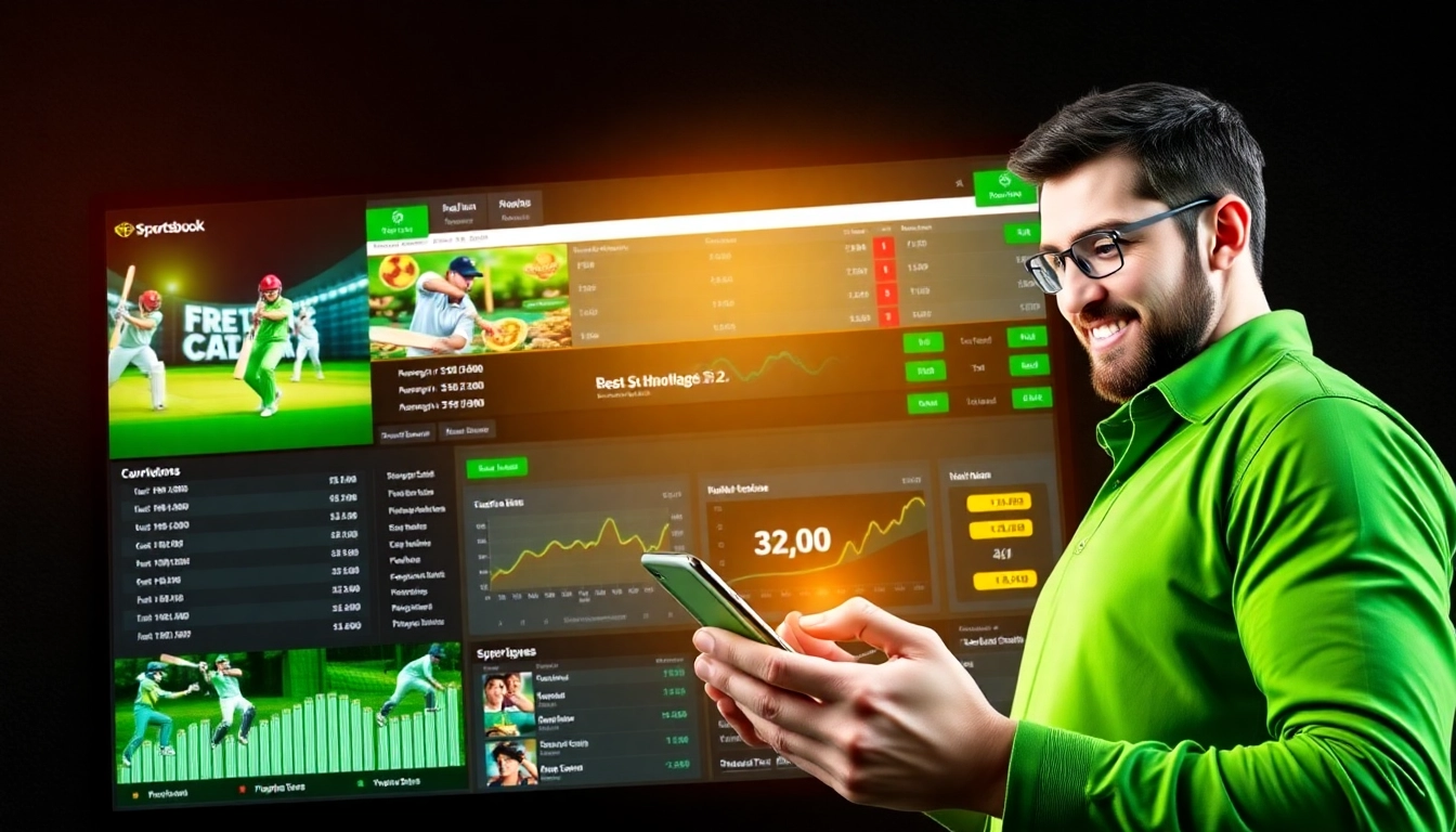 Engaging scene of a user placing bets on Cricbet99 club platform with cricket graphics and
