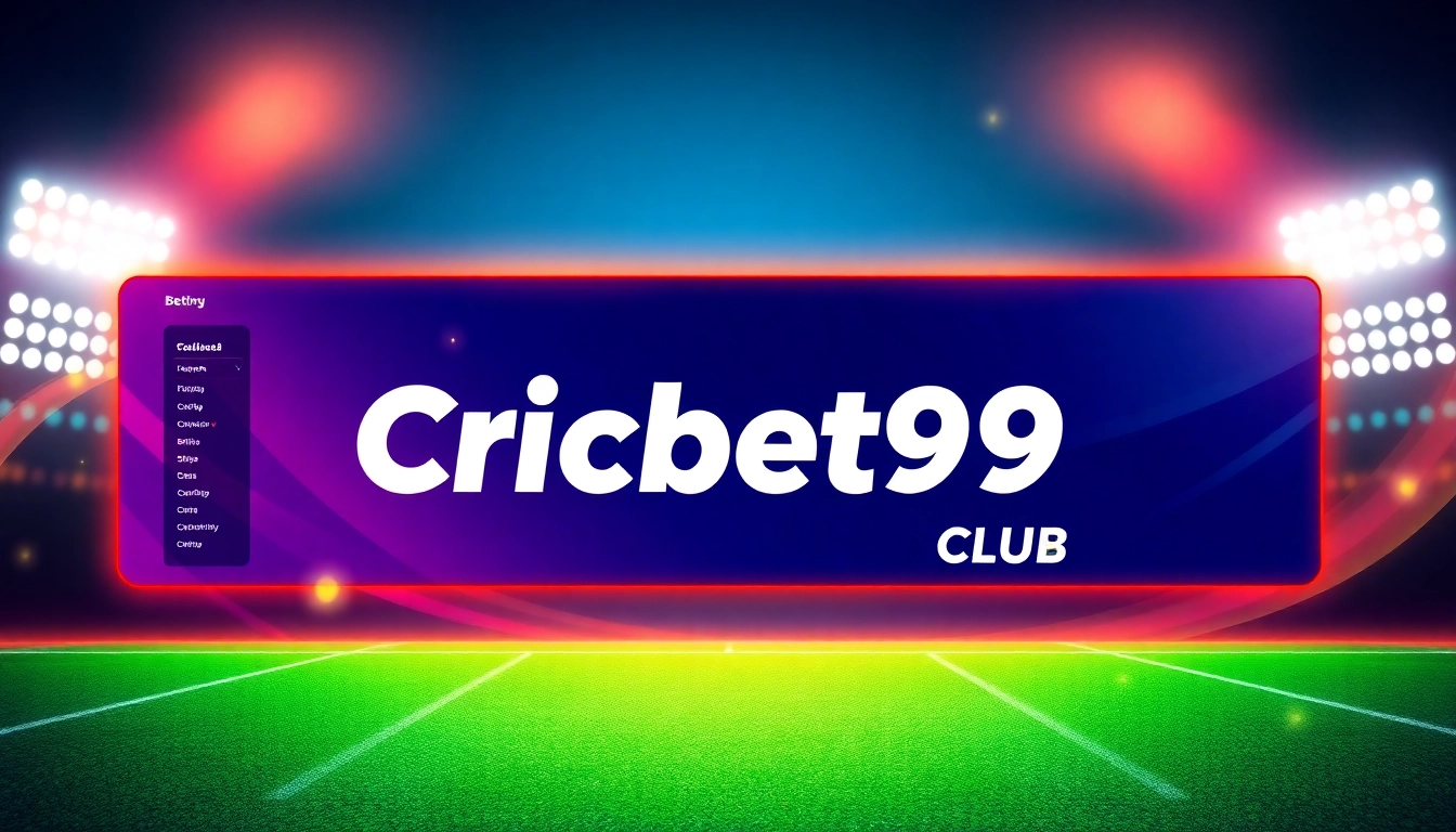 Engaging graphic showcasing Cricbet99 club with sports betting features and live cricket action