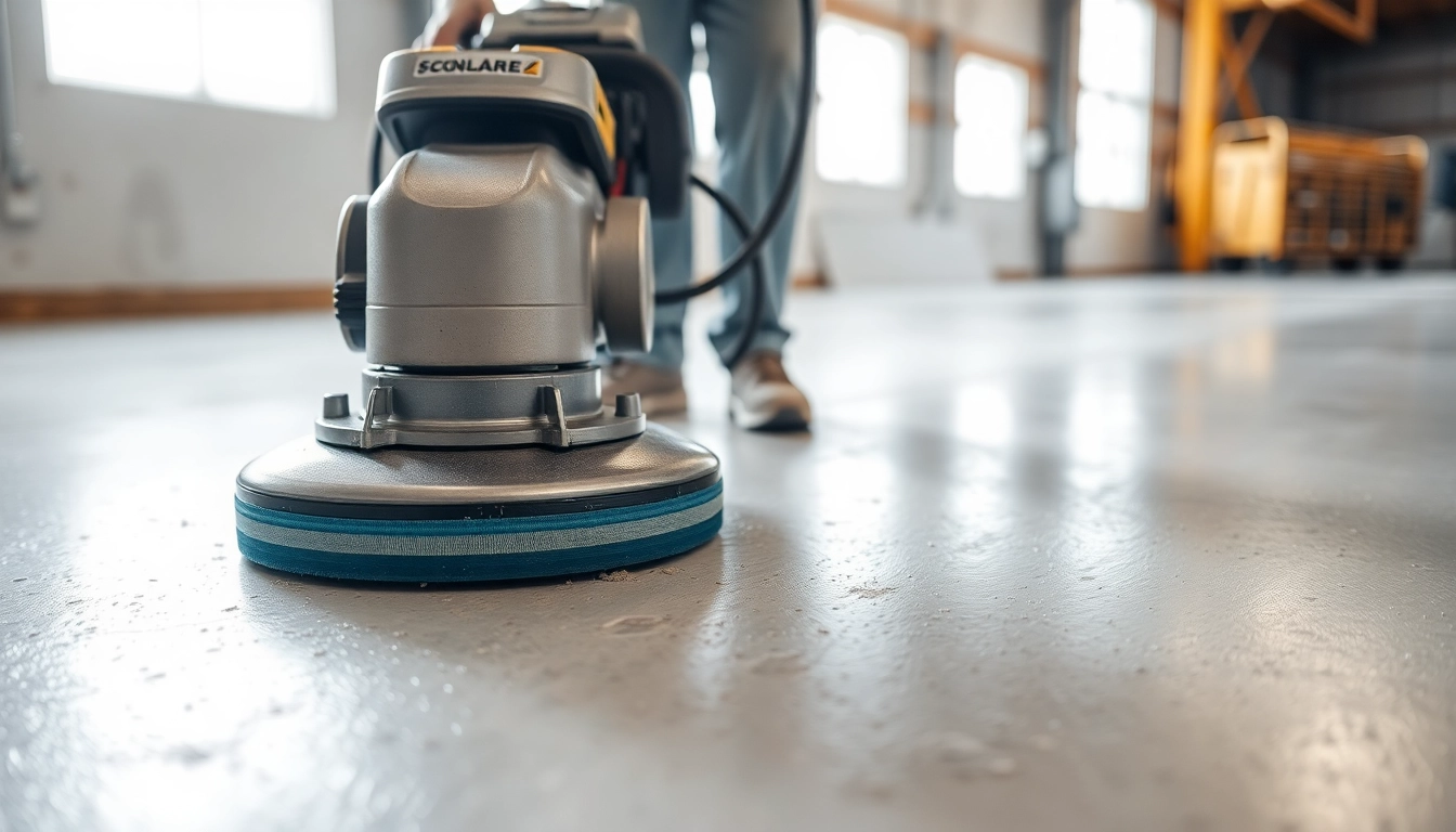 High-quality concrete grinding Birmingham in progress on a smooth industrial floor for