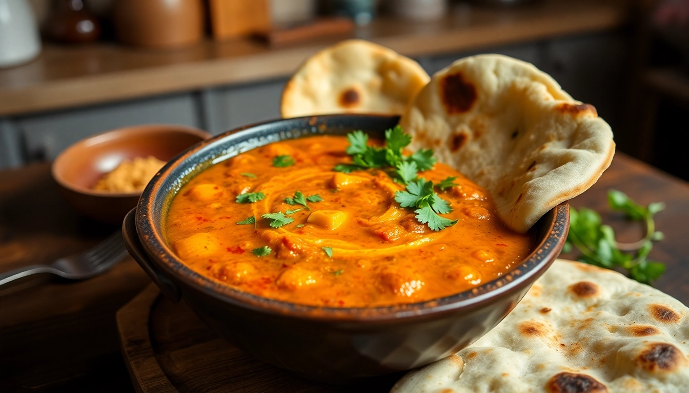 Delicious Ready to Eat Dal Makhni served in a rustic bowl with herbs and naan on a wooden